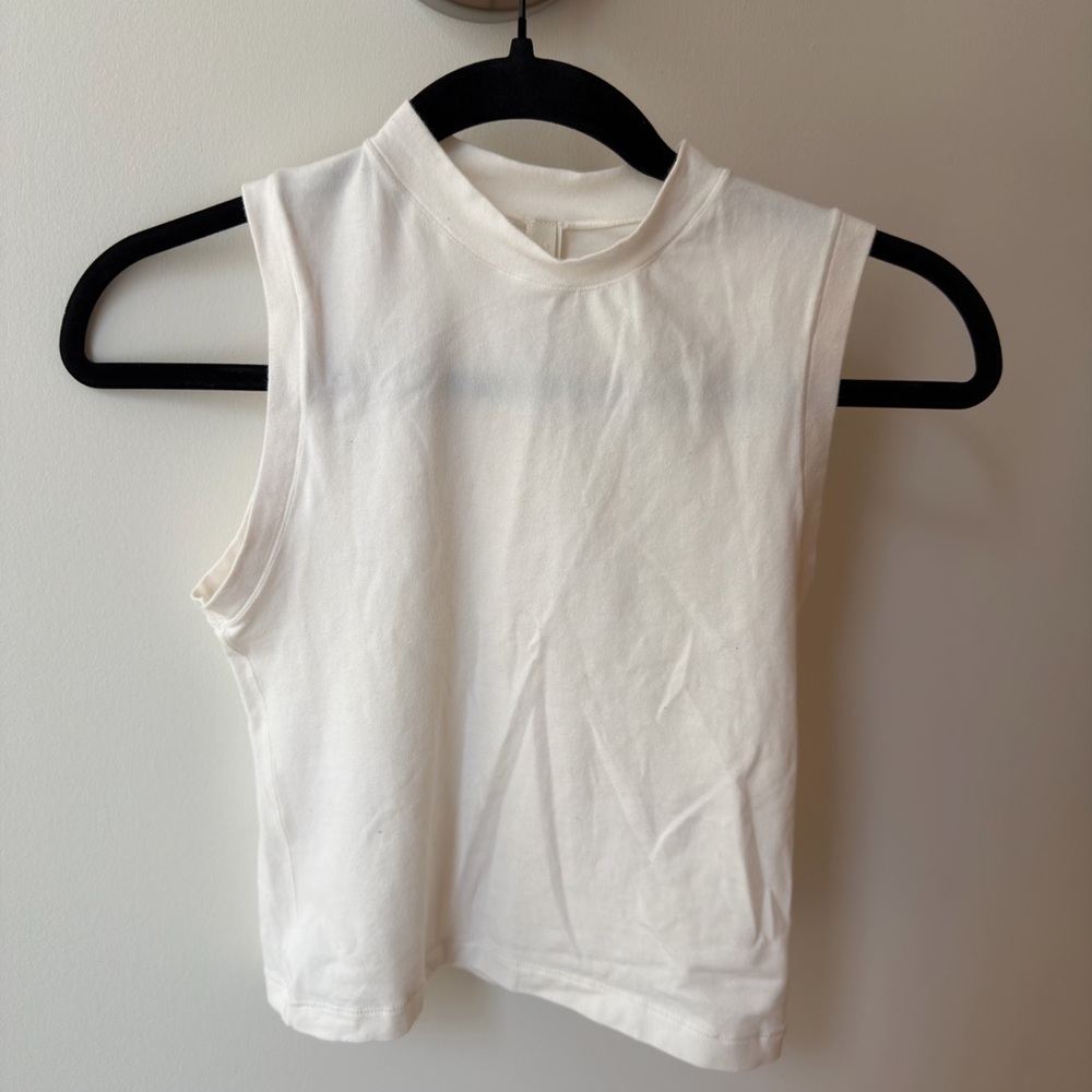 SKIMS Cotton Jersey White Sleeveless Tank Top